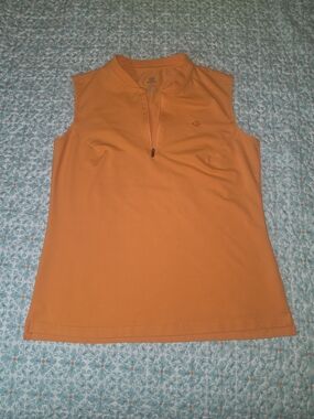Sleeveless Zip-Front Tank Top in Orange